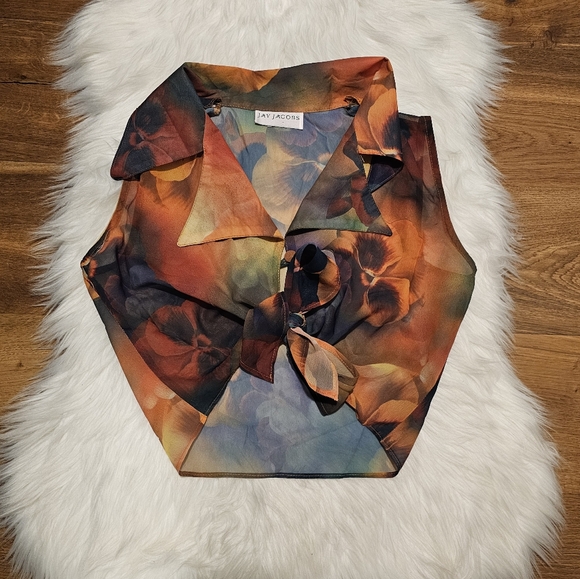 Vintage Jay Jacobs Floral Tie-Front Top - Picture 1 of 5